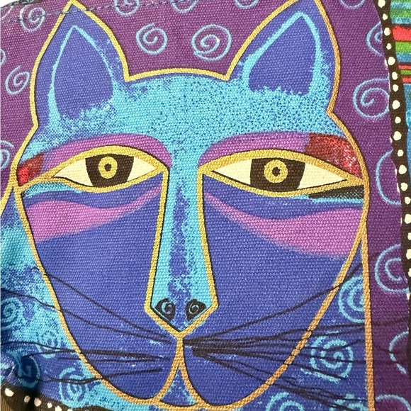 Laurel Burch Blue and Purple Cat Cosmetic Bag - Picture 2 of 4
